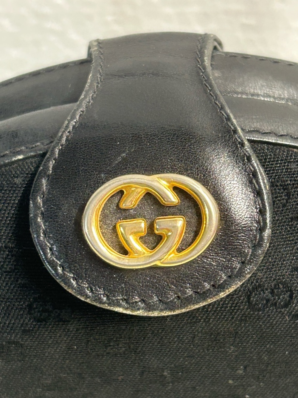 Gucci Black GG Monogram Round Crossbody with Gold Hardware - Picture 4 of 12